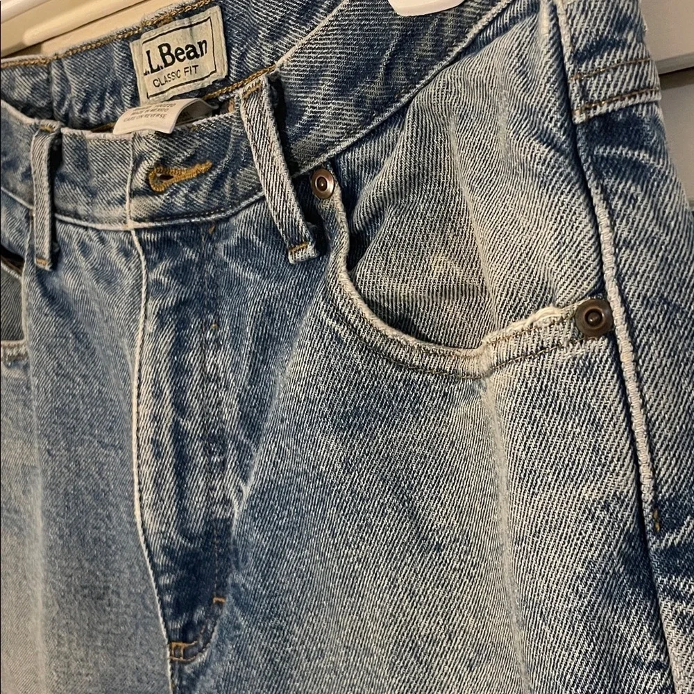 L.L. Bean Men's Relaxed Fit Distressed Flannel Underneath Denim Jeans